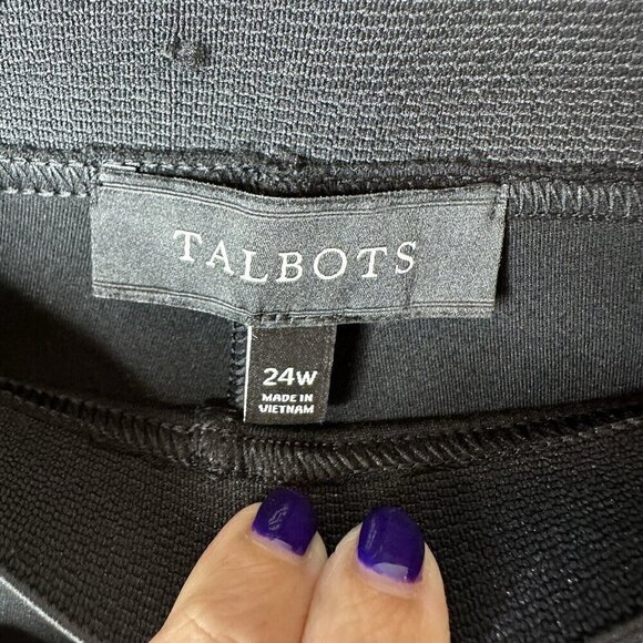 Talbots Pants Womens 24W Black Ponte Skinny Pull‎ On Mid Rise Stretch Straight - Picture 6 of 12